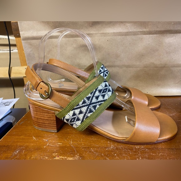 WOMENS FORTRESS OF INCA JACQUELYN Leather Heel Sandals Size 11 M Tan Green - Picture 1 of 8
